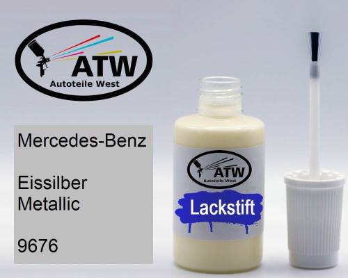 Mercedes-Benz, Eissilber Metallic, 9676: 20ml Lackstift, von ATW Autoteile West.